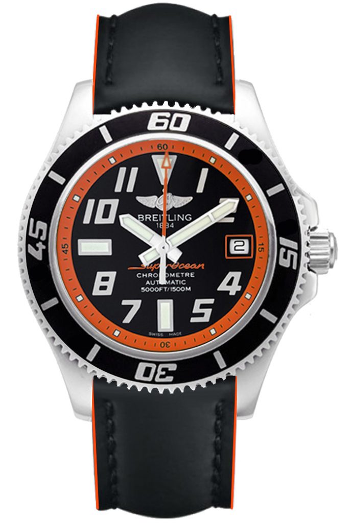With the orange second ahnd and inner bezel, this fake Breitling watch can easily catch our attention.