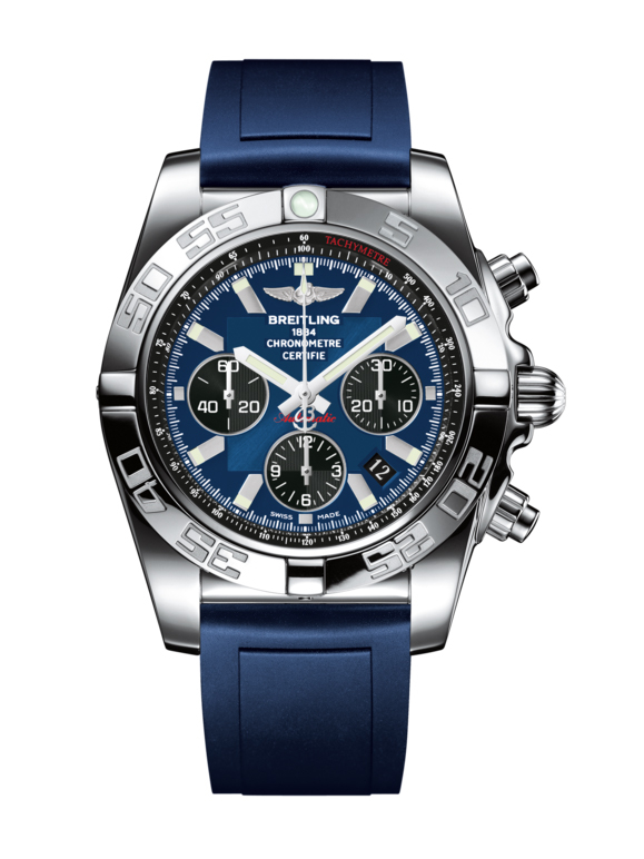 The black sub dials are contrasted to the blue dial of best fake Breitling.