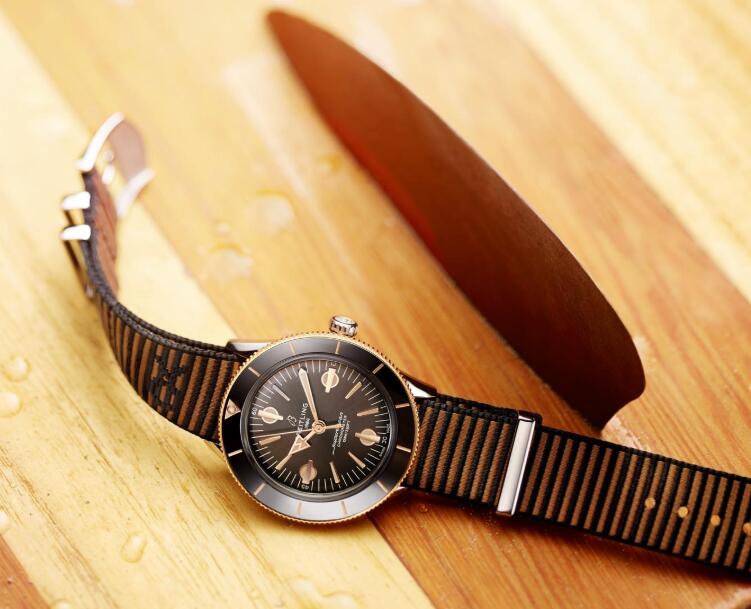 Copy Breitling watches online seem retro with red gold material and bronze dials.